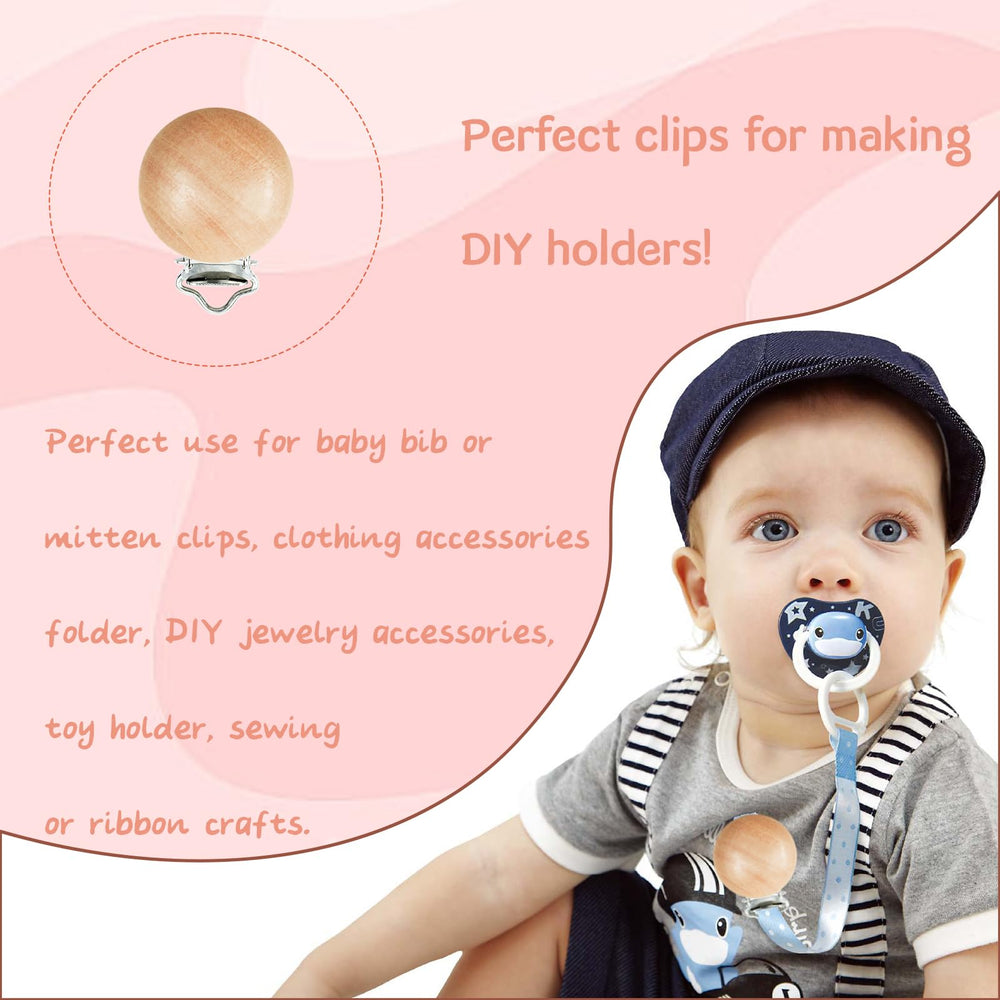 Suptizizkz wood pacifier clips metal hinge detail; durable hardware