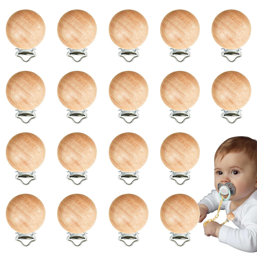Suptizizkz wood pacifier clips package; 18-piece DIY kit for pacifier charms