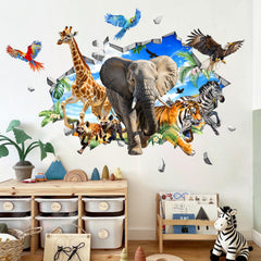 Supzone 3D safari wall decal giraffe break-through scene for nursery