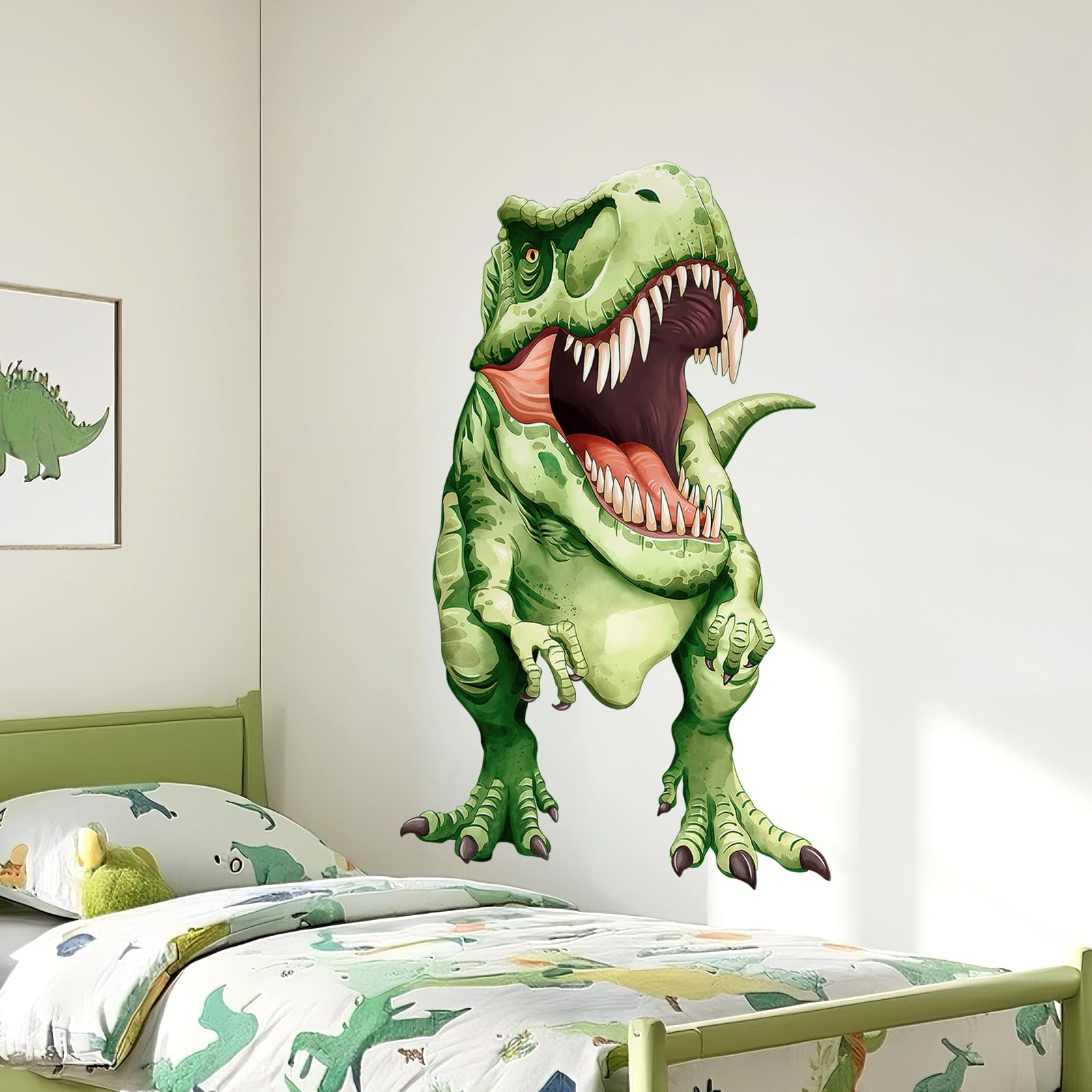 Supzone green dino decals for boys' bedrooms enhance imaginative play.