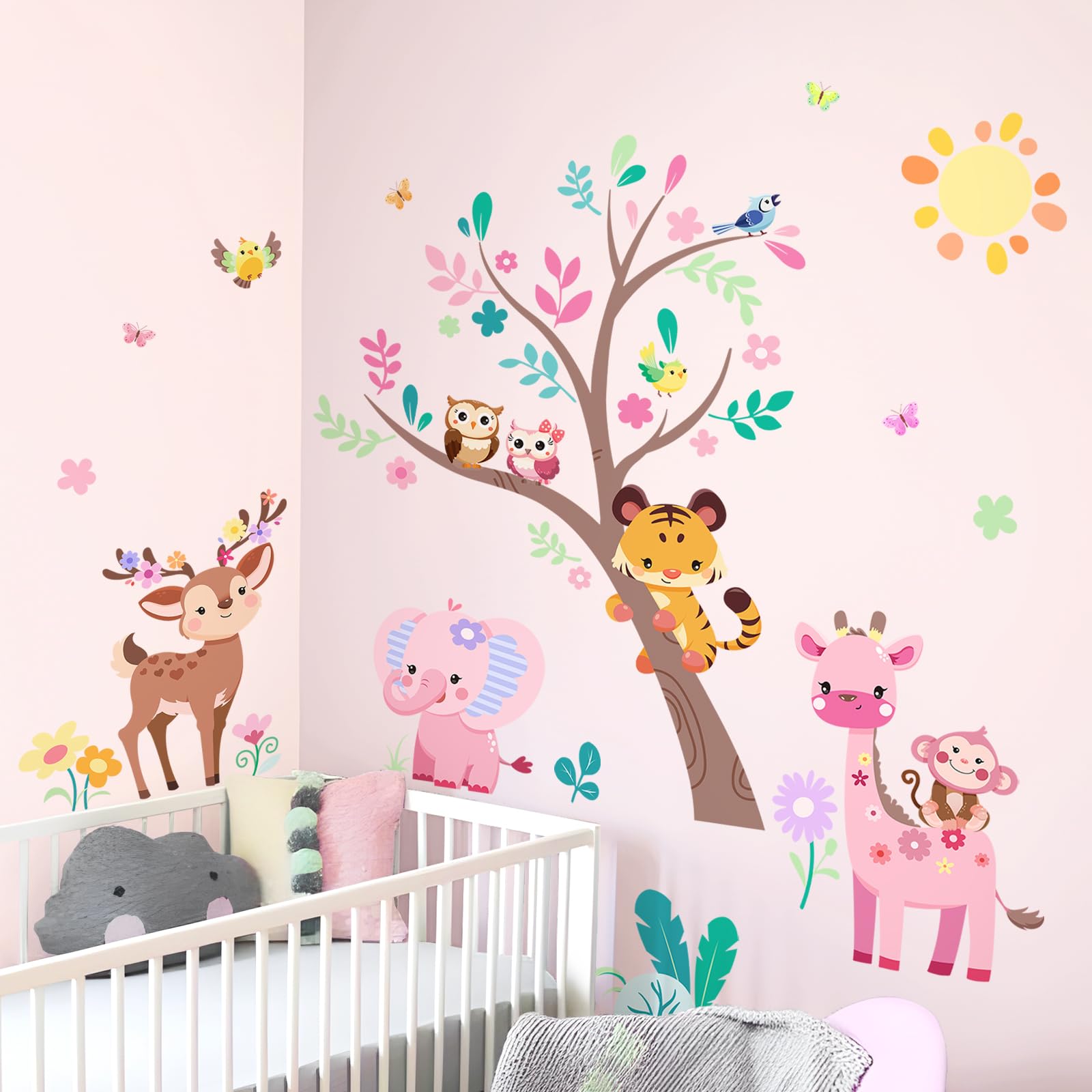 Supzone colorful jungle scene wall sticker creates immersive storytelling backdrop.