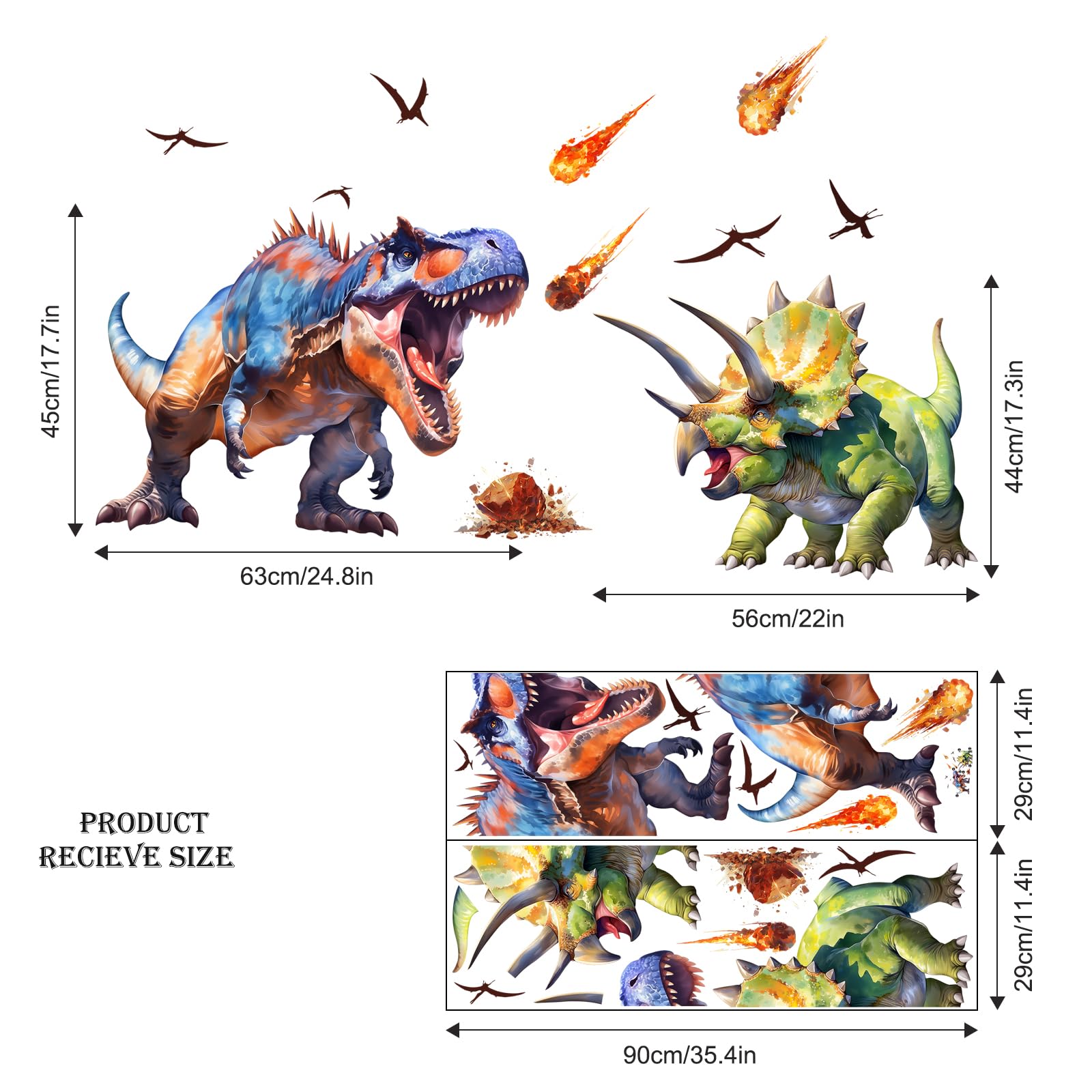 Supzone dino wall stickers in bright colors brighten kid spaces