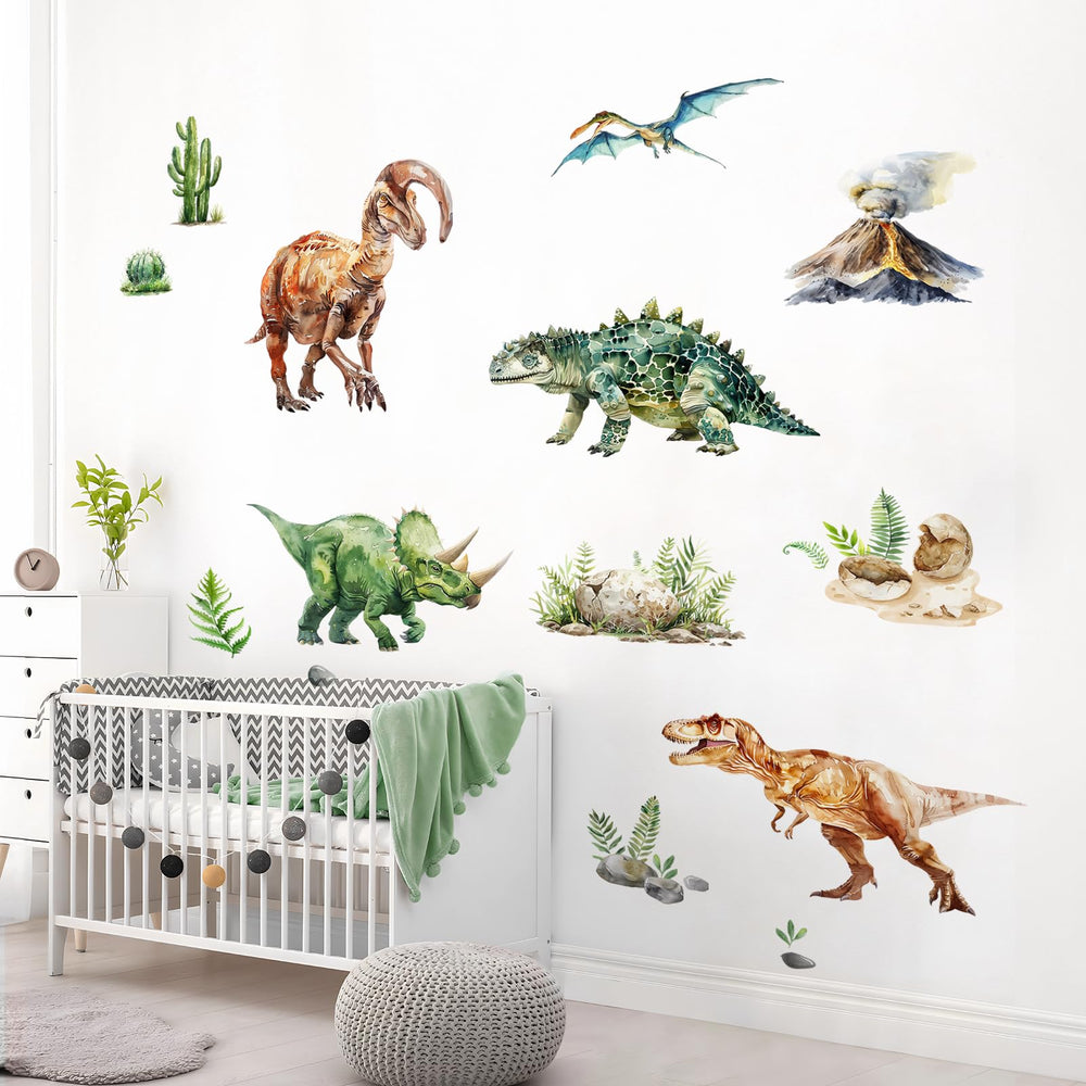 Supzone dinosaur wall decals cactus art detail with desert vibes for nurseries.
