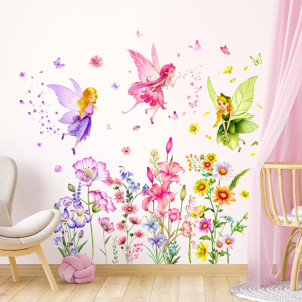 Supzone Flower Fairy wall stickers add butterfly details to a girl's room decor