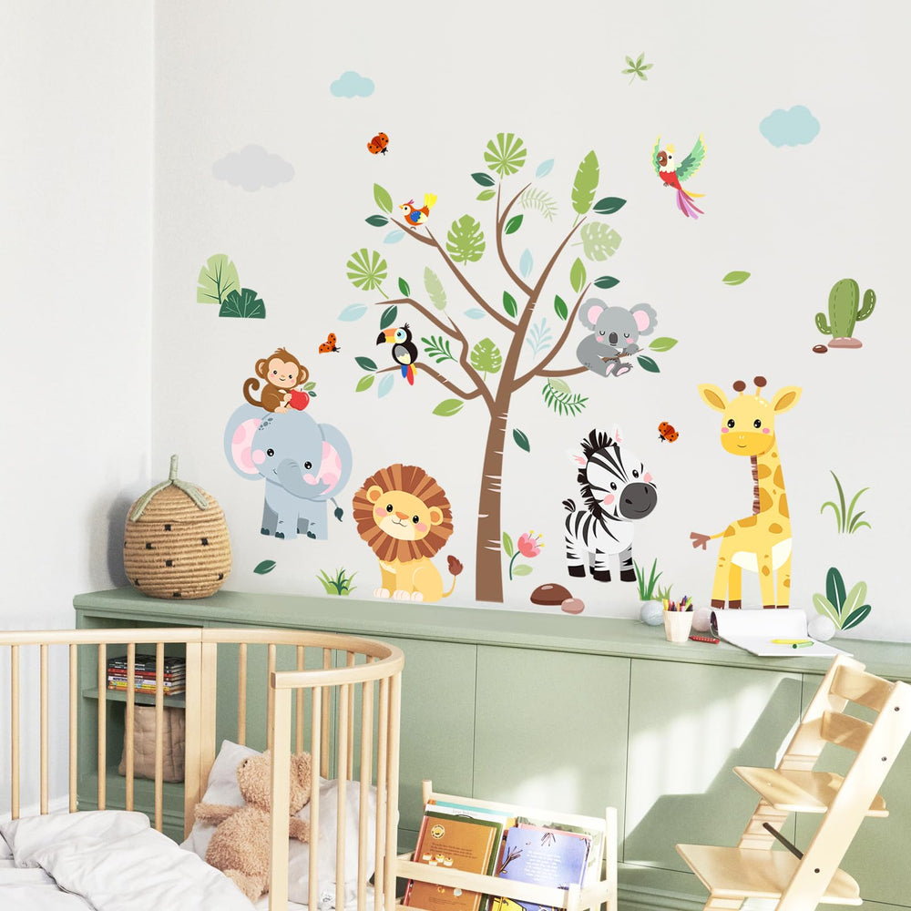 Supzone green tree wall decal—lush backdrop for nursery or kid's room