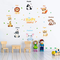Supzone Jungle Animal wall decal elephant creates educational, friendly wall scene.
