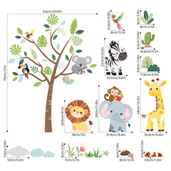 Supzone jungle animals tree wall decal zebra—bold contrast accents the space