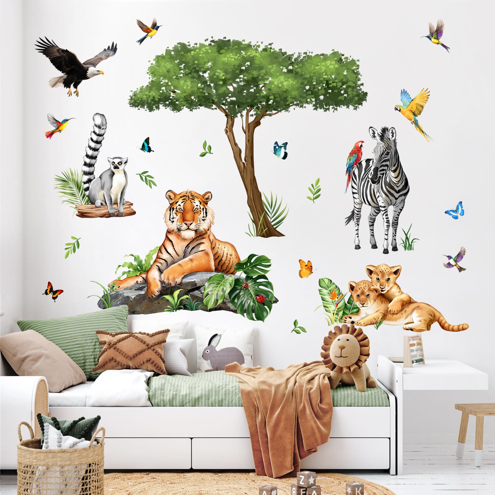 Supzone Jungle Safari animal stickers transform walls into a lively classroom or play space
