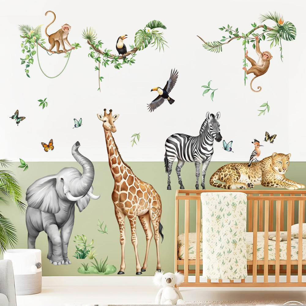 Supzone Jungle Safari family-of-animals wall decal creates a lively focal point