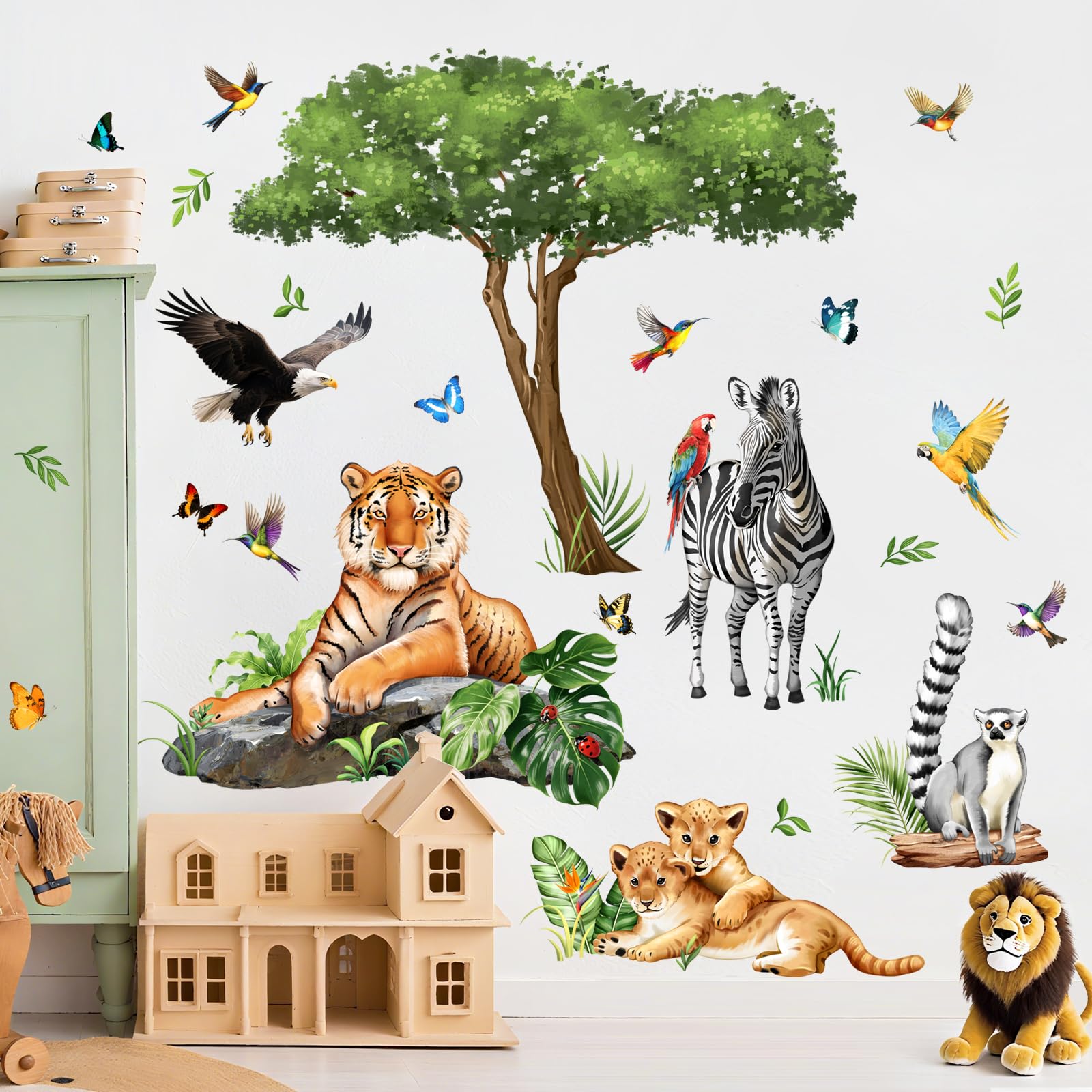 Supzone Jungle Safari wall stickers provide versatile, kid-friendly decor for bedrooms and classrooms