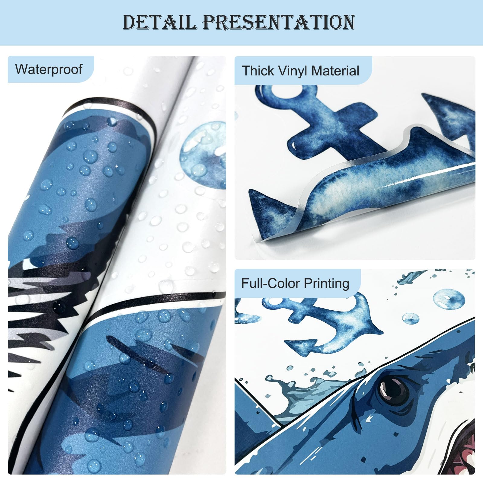 Supzone shark wall sticker showing dramatic open mouth for playful design