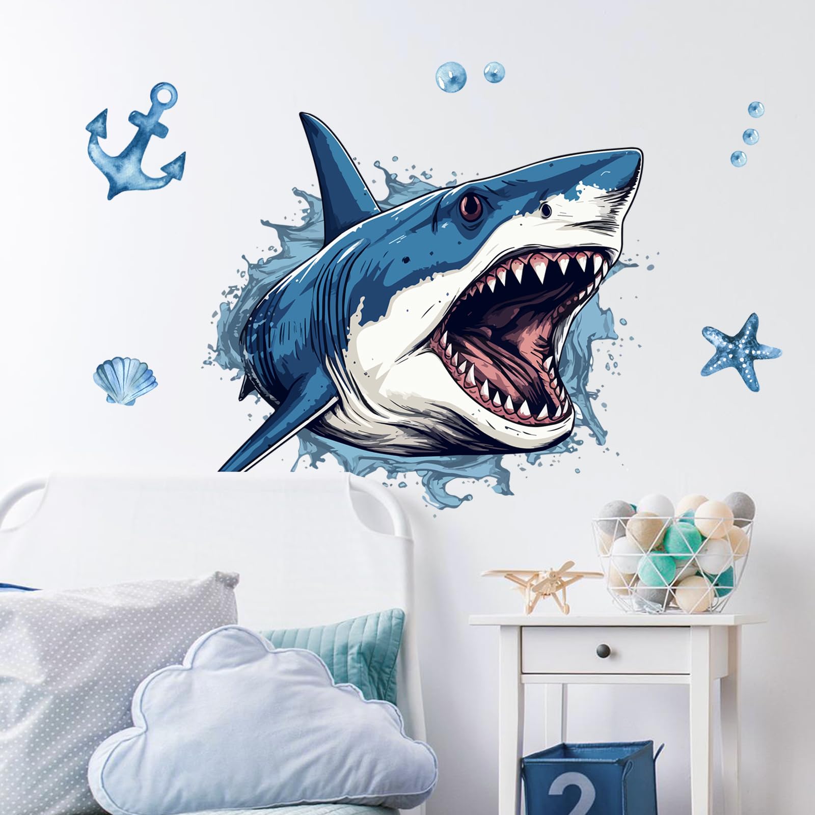 Supzone waterproof vinyl shark decal suitable for nurseries and classrooms