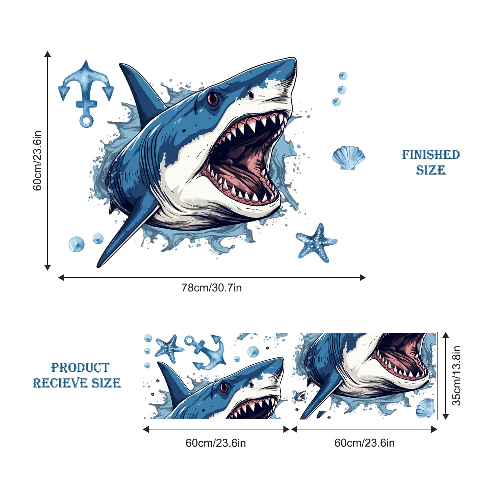 Supzone easy-apply shark decal with included smoothing card