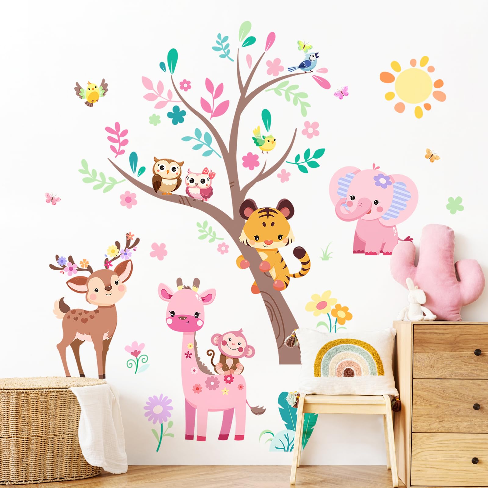 Supzone lion zebra wall decals bring dynamic wildlife energy to kids' rooms.