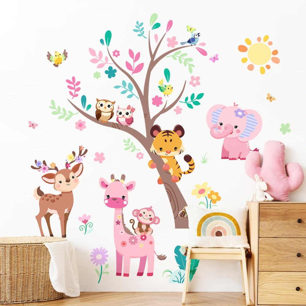 Supzone lion zebra wall decals bring dynamic wildlife energy to kids' rooms.