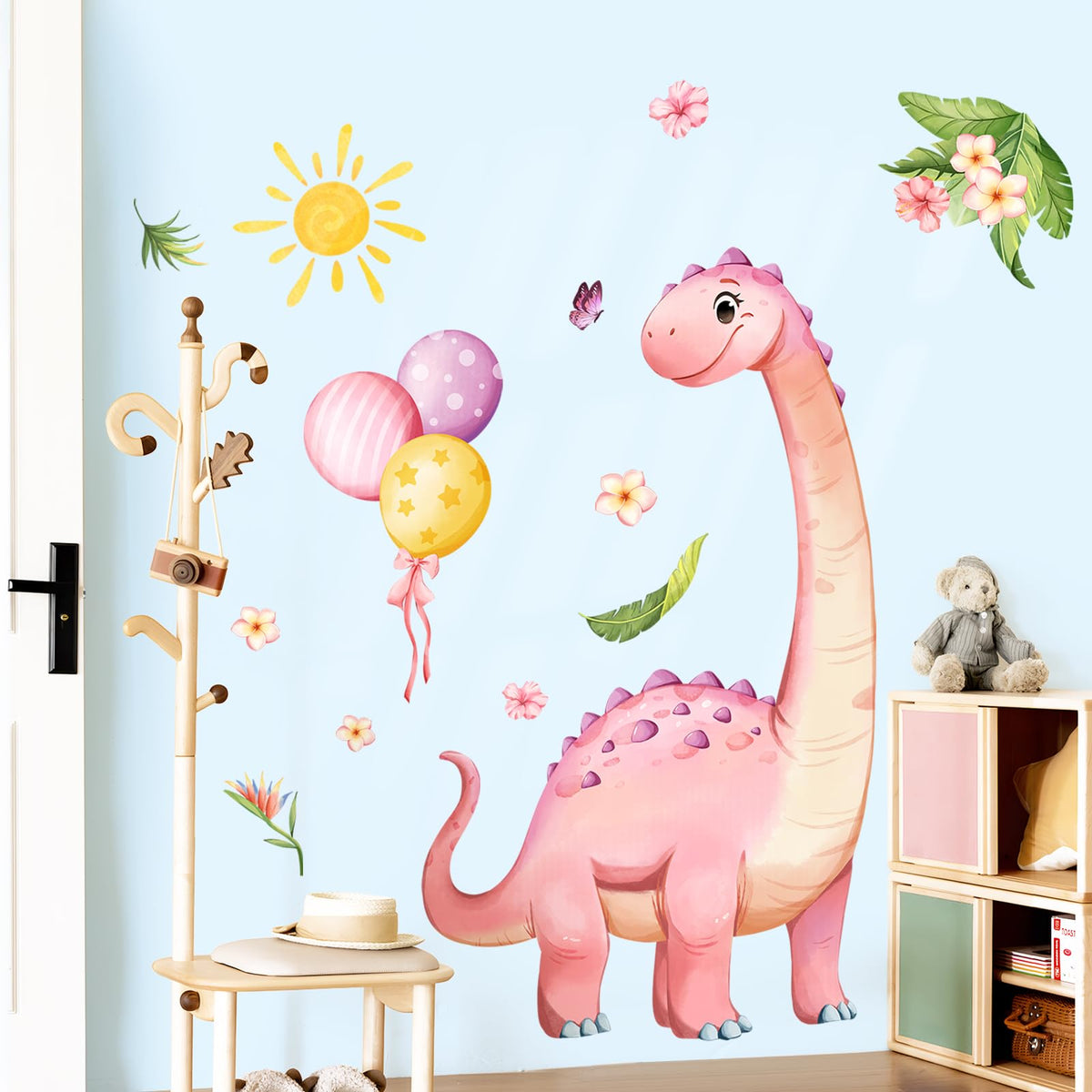 Supzone pink dinosaur wall decal sheets brighten nurseries with easy DIY decor