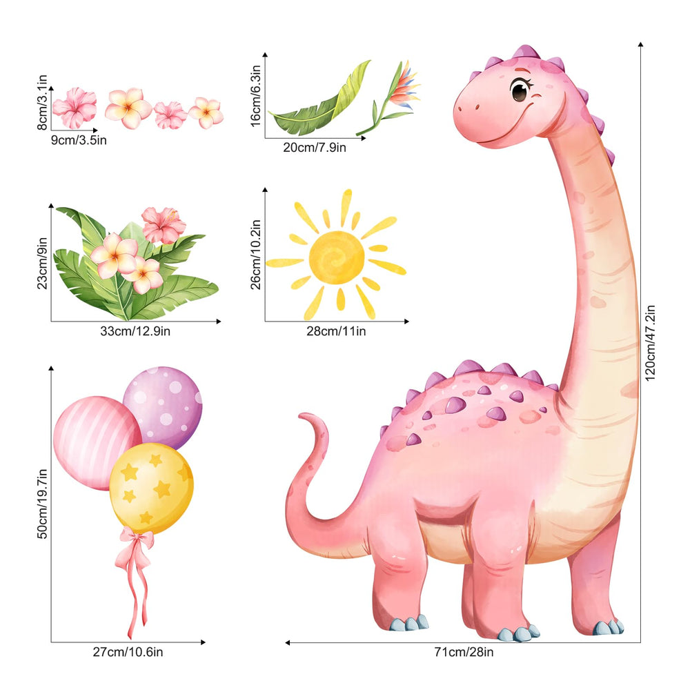 Supzone pink dinosaur wall decal set ideal for DIY playroom decor