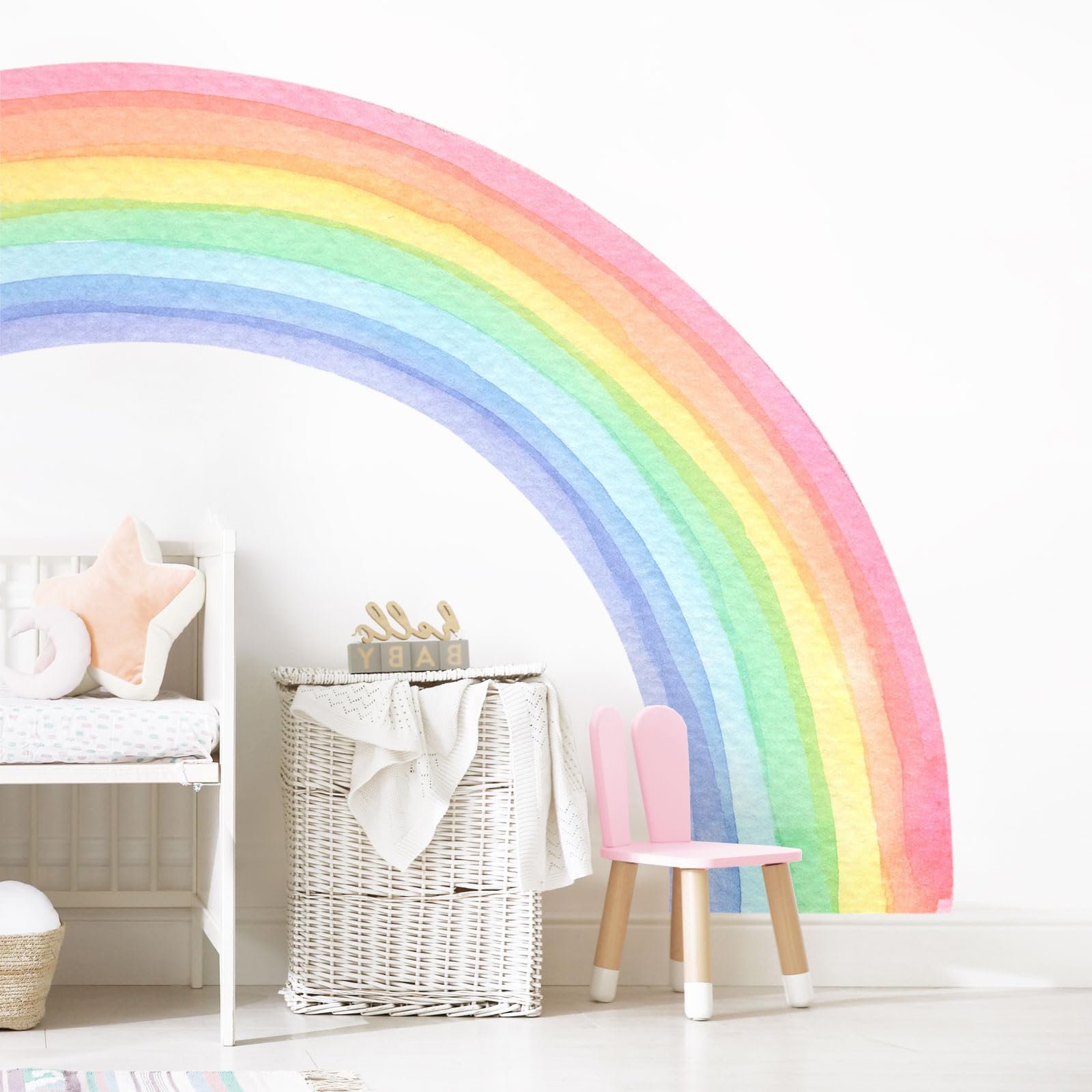 Supzone large rainbow mural 56x63 bold wall art for bedrooms.