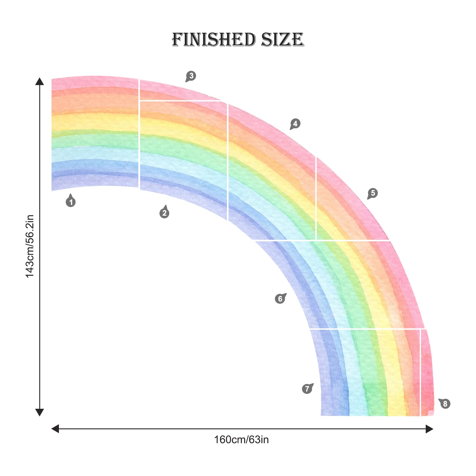 Supzone rainbow wall decal living room creates playful focal point.