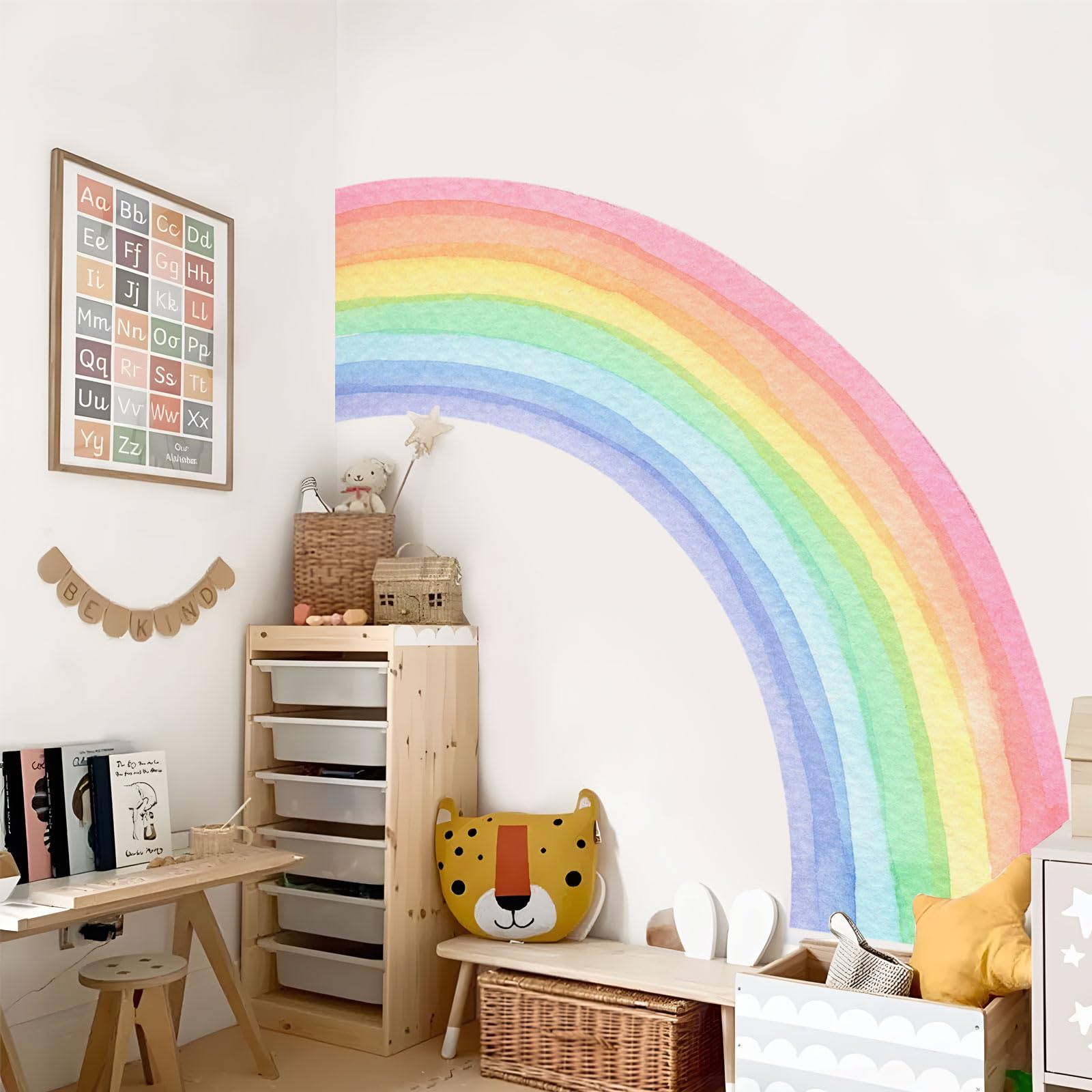 Supzone rainbow decals nursery vibrant scene adds charm to baby spaces.