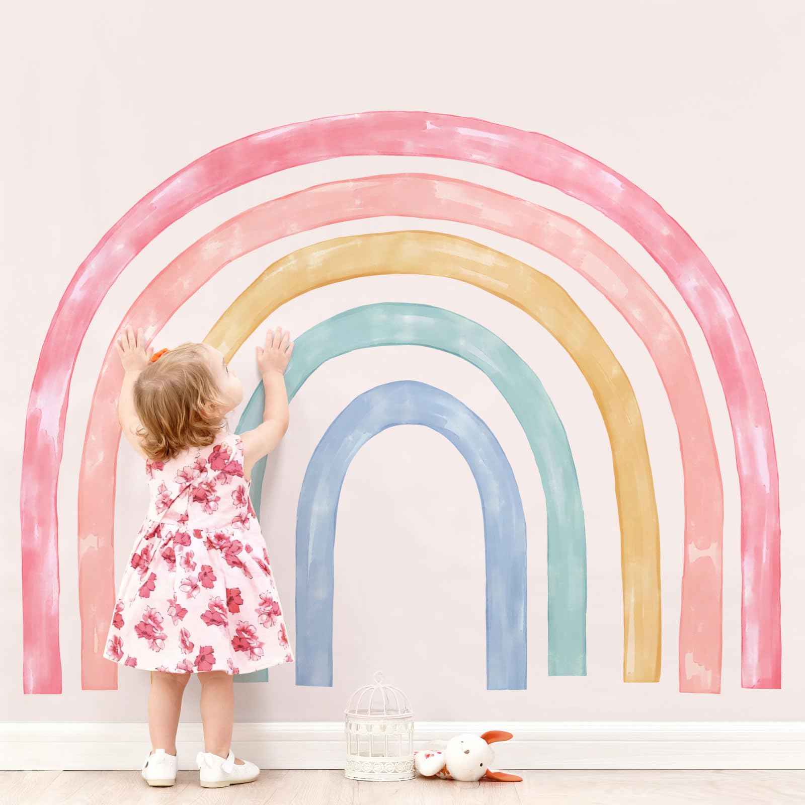 Supzone rainbow wall mural full-view brightens kids' rooms