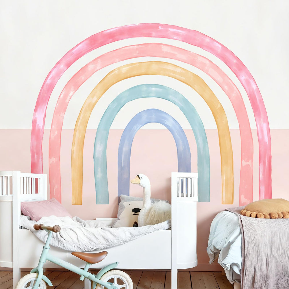 Supzone rainbow wall decals closeup watercolor for playful room accents