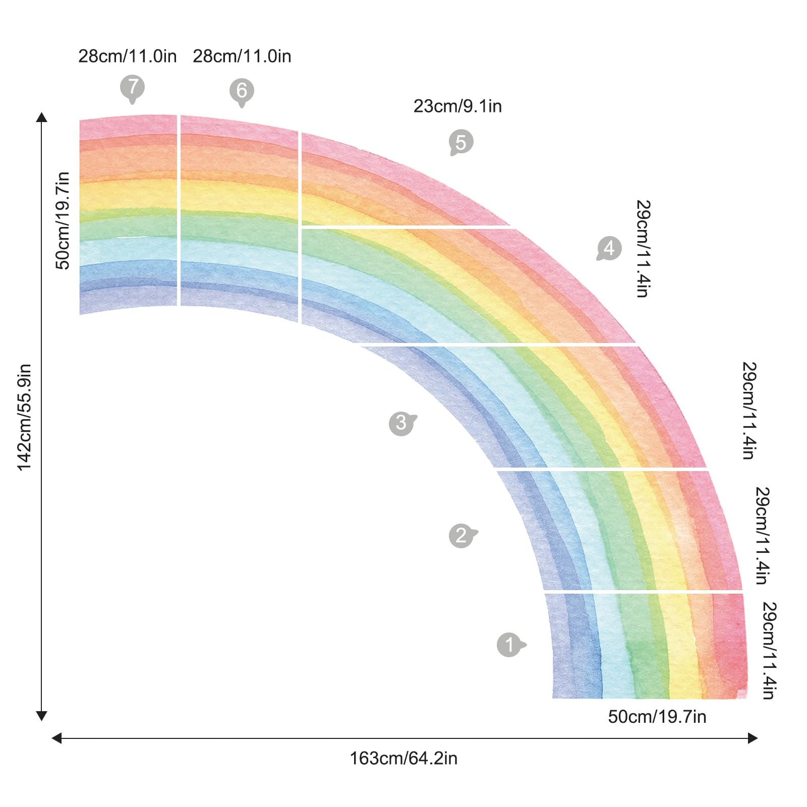 Supzone rainbow wall stickers are easy to apply with minimal bubbles