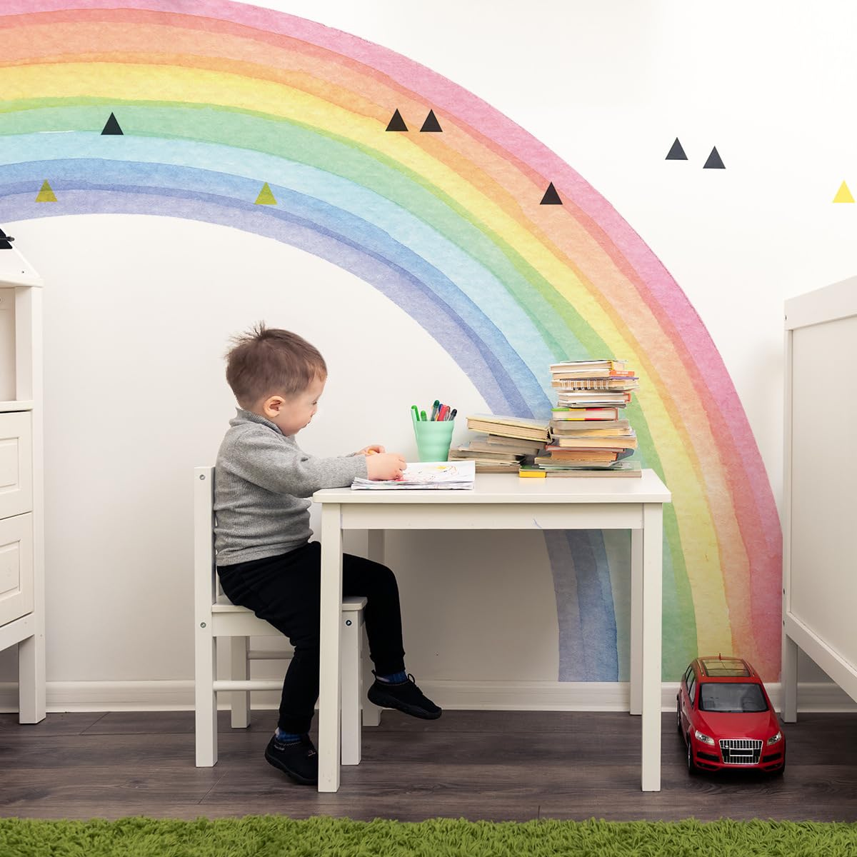 Supzone rainbow wall stickers half-watercolor pattern delivers bright, opaque colors