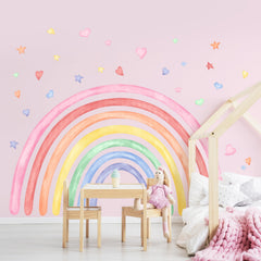 Supzone watercolor rainbow wall decals add soft color to nurseries for calm playtime