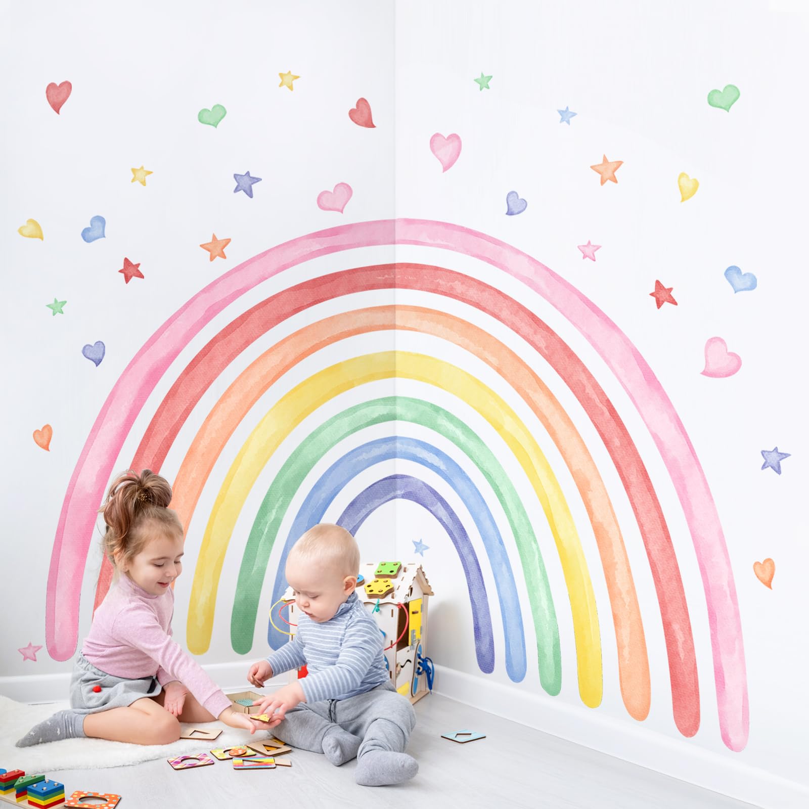 Supzone waterproof vinyl ensures durable, wipe-clean rainbow decor