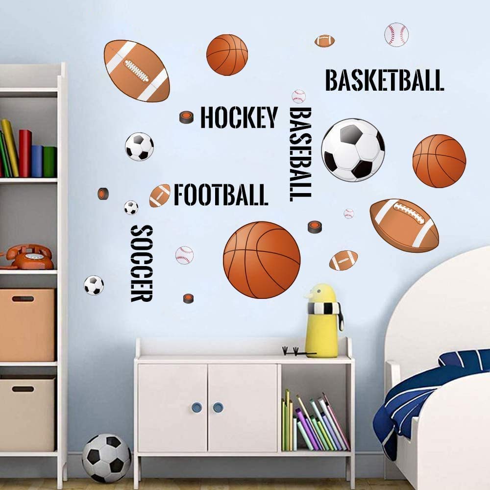 Supzone sport balls wall stickers basketball decal for vibrant decor and playtime inspiration
