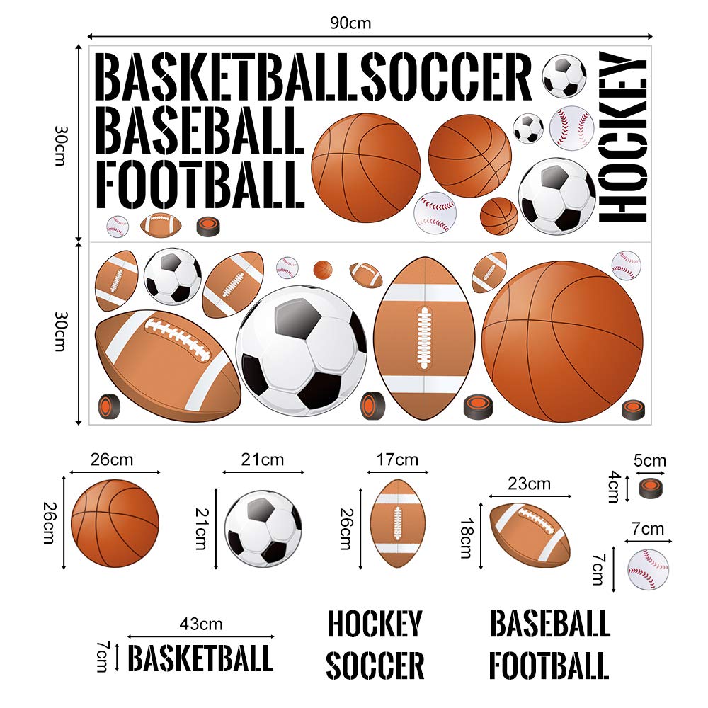 Supzone bedroom decor decals create a fun, sports-inspired space