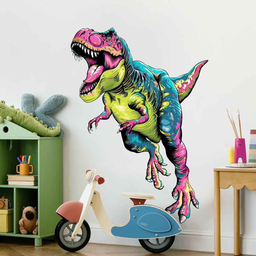 Supzone T-Rex wall decal removable without residue for temporary decor.