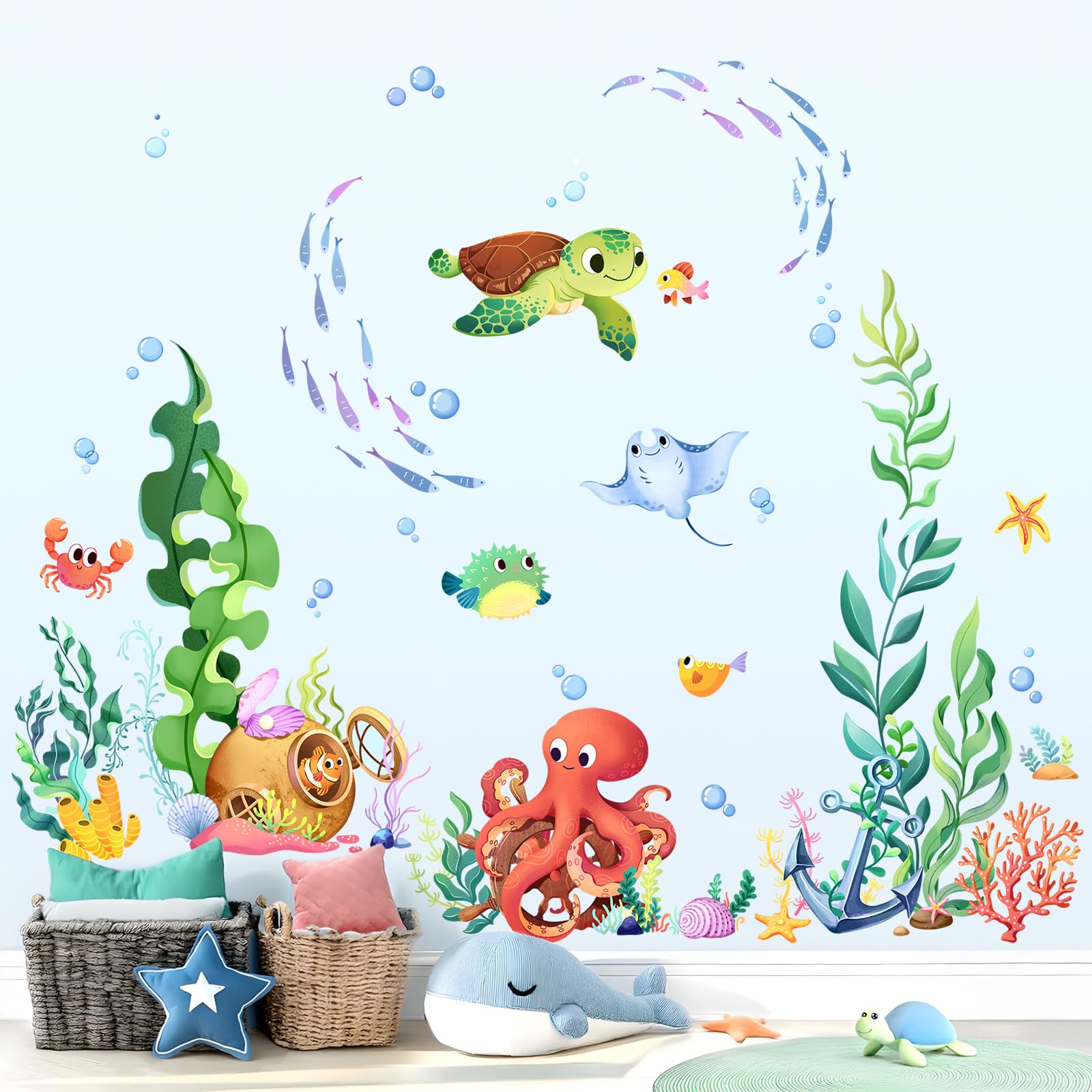 Supzone Under The Sea decals transform living rooms with immersive ocean vibes.