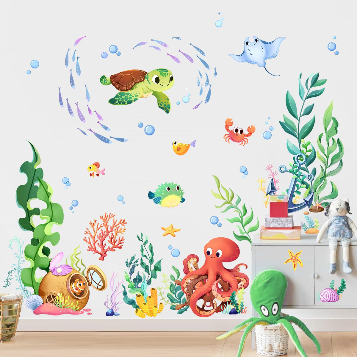 Supzone Under The Sea ocean fish wall decals brighten nursery decor.