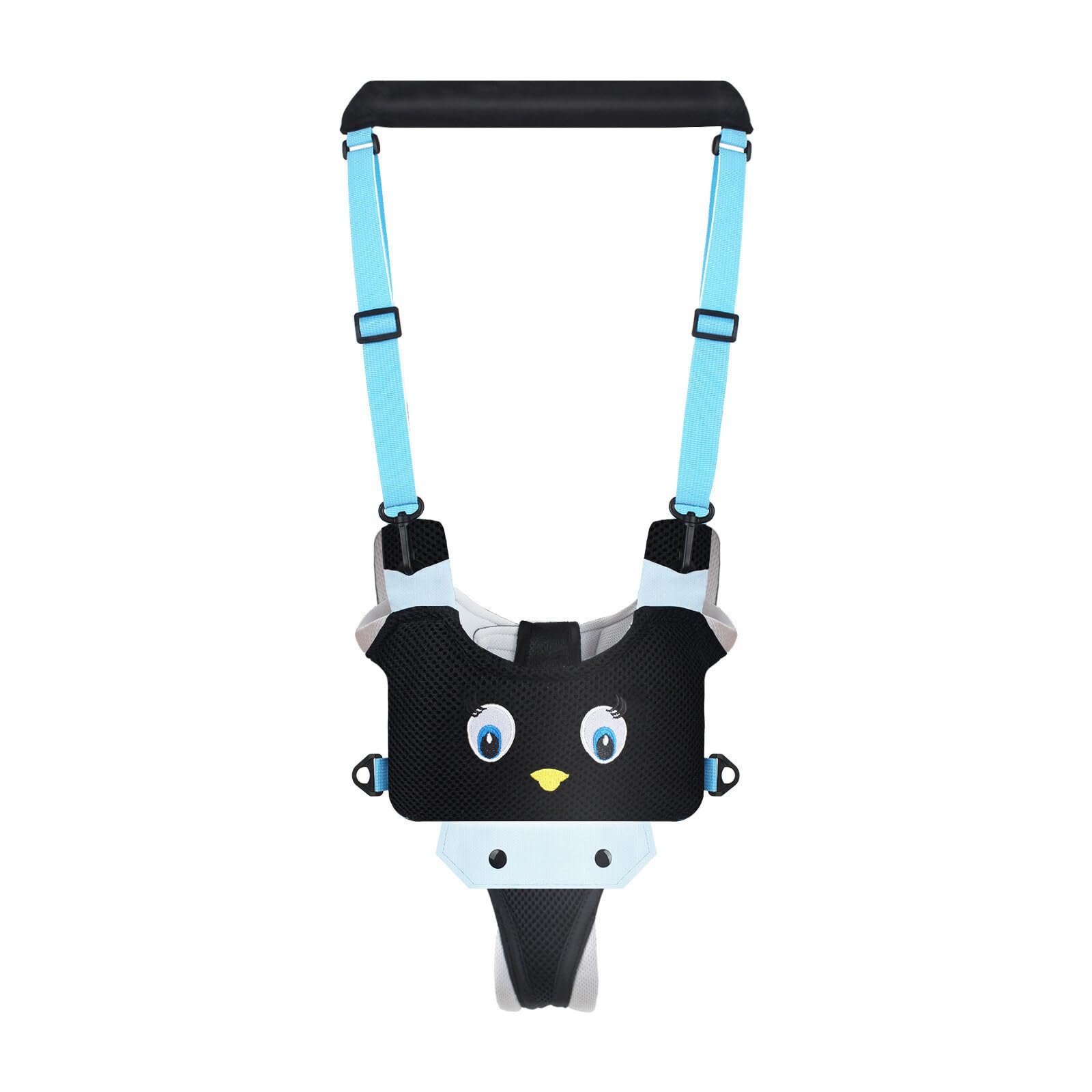 Surakey Penguin walker harness front view shows supportive torso straps for first steps