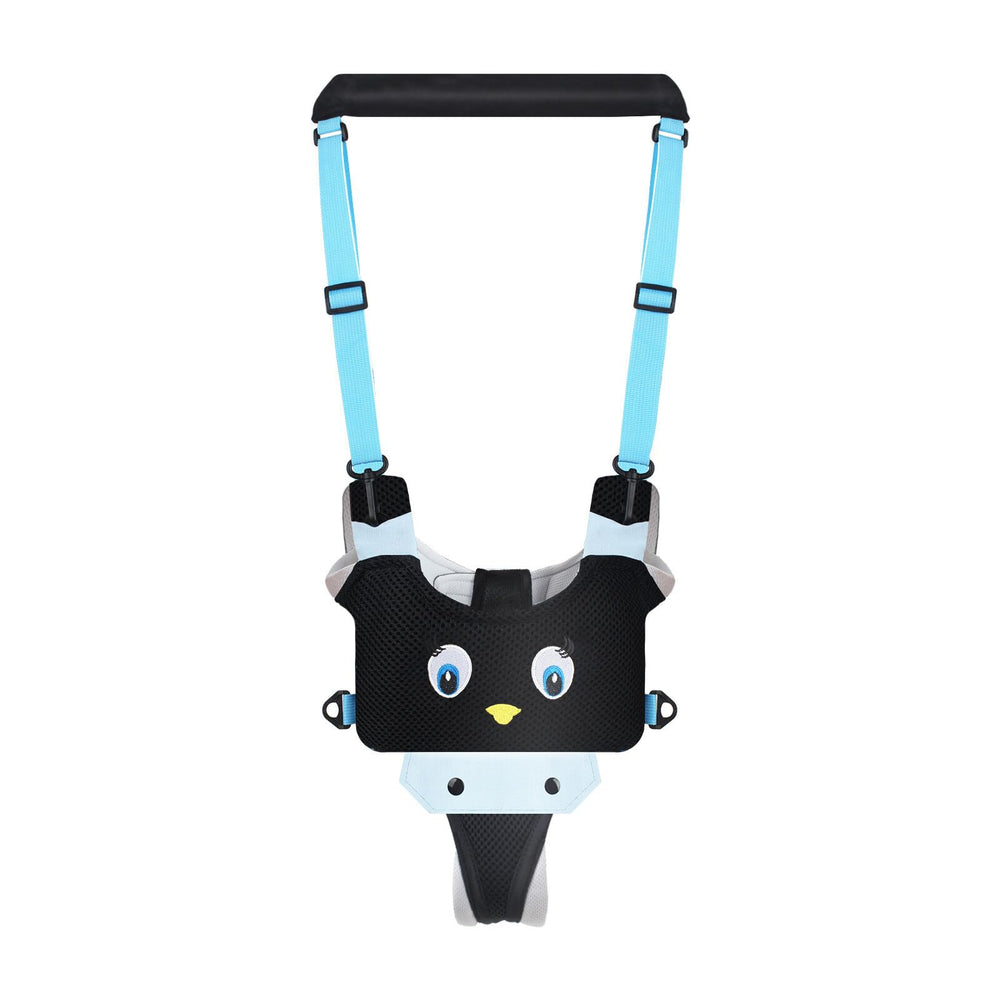 Surakey Penguin walker harness front view shows supportive torso straps for first steps