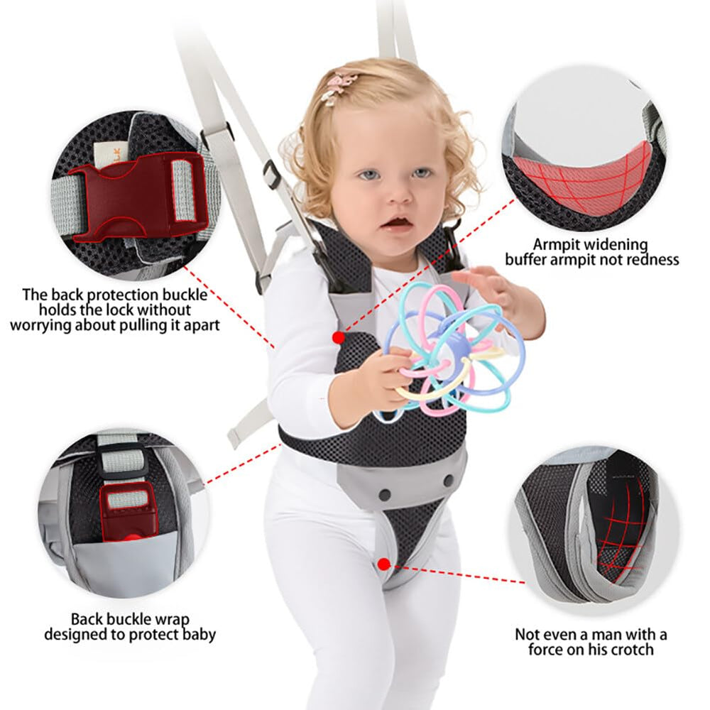 Surakey Penguin walker harness safety lock image highlights secure learning