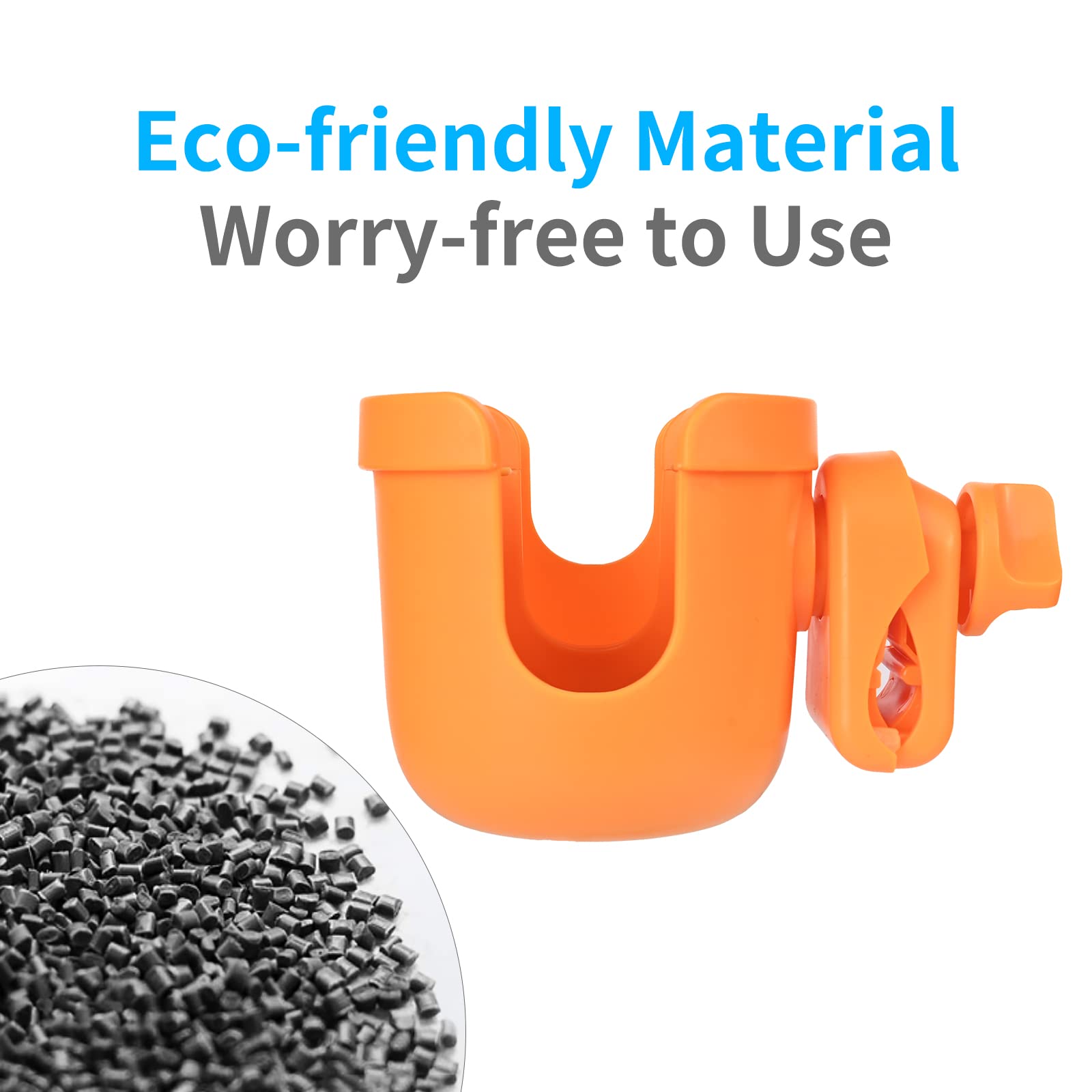 Suranew orange cup holder attached to multiple strollers for family use