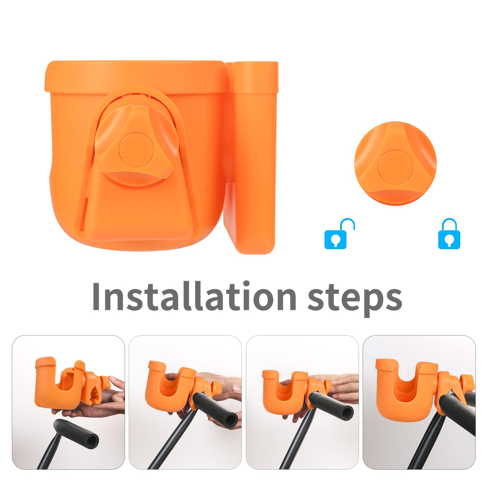 Phone slot on Suranew orange cup holder, compatible up to 0.5 inch thick case