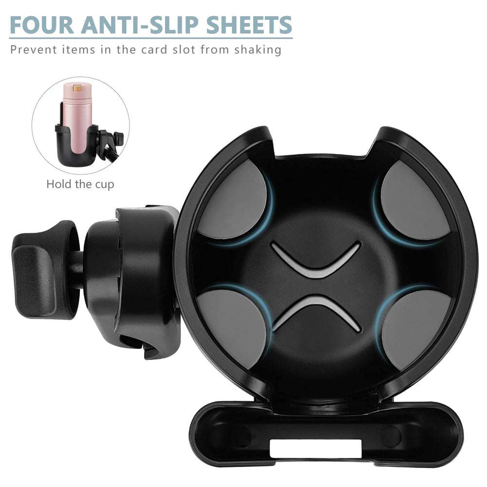 Suranew cup holder with elastic straps secures bottles on rough rides.