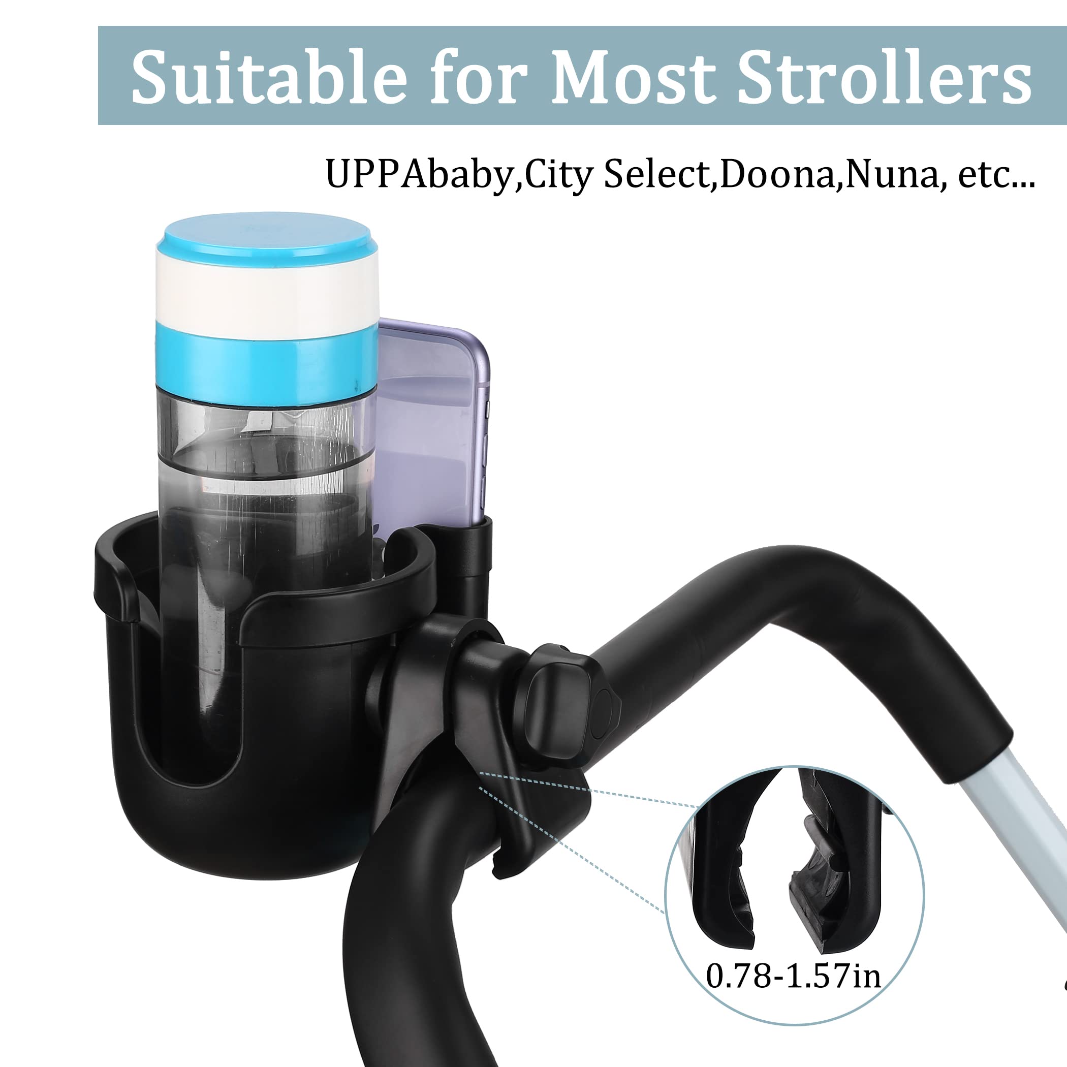 Suranew non-slip surface stabilizes bottles and protects the stroller surface.