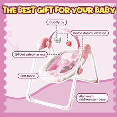 Surbowbaby portable baby swing 5-speed-levels offer customizable motion for comfort.