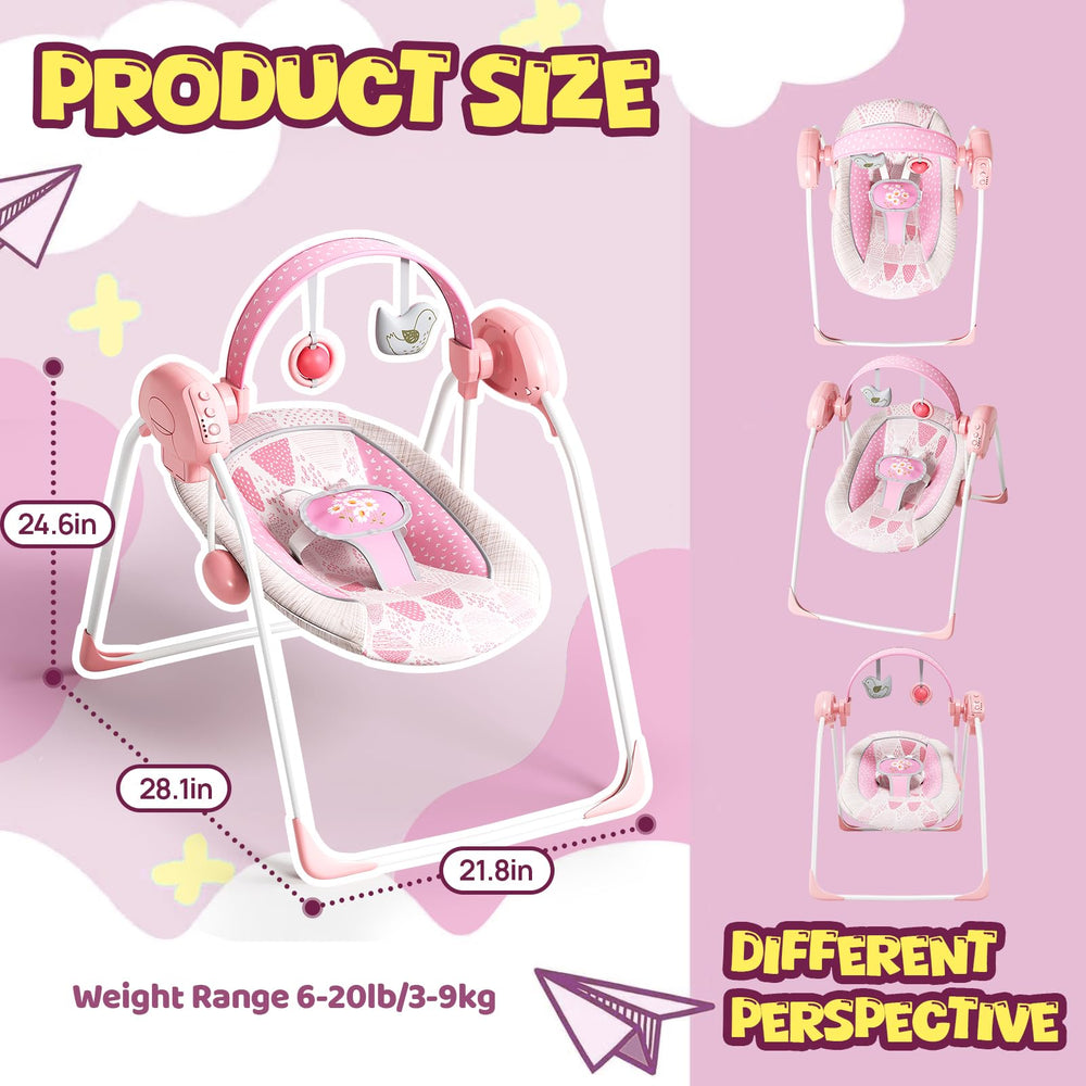 Surbowbaby portable baby swing folded-compact demonstrates easy storage for travel.