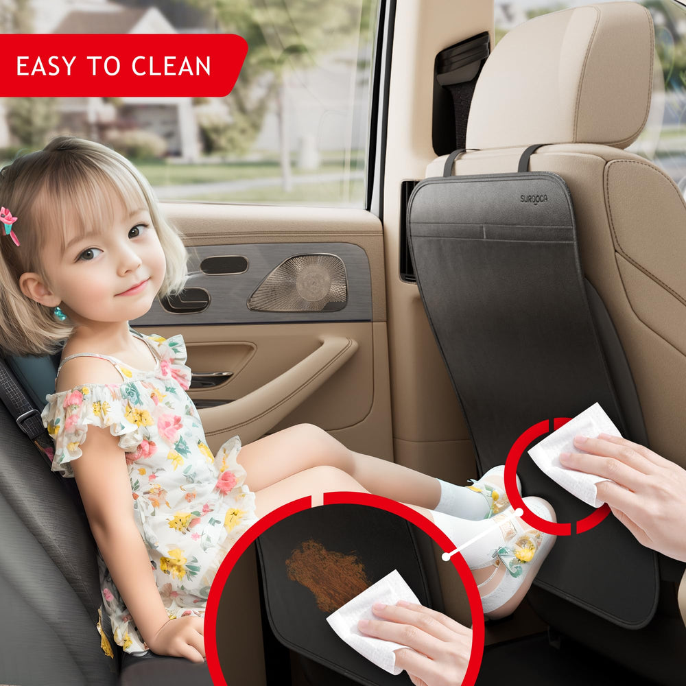 SURDOCA back seat protector for kids keeps dirt and scratches away from car seats.