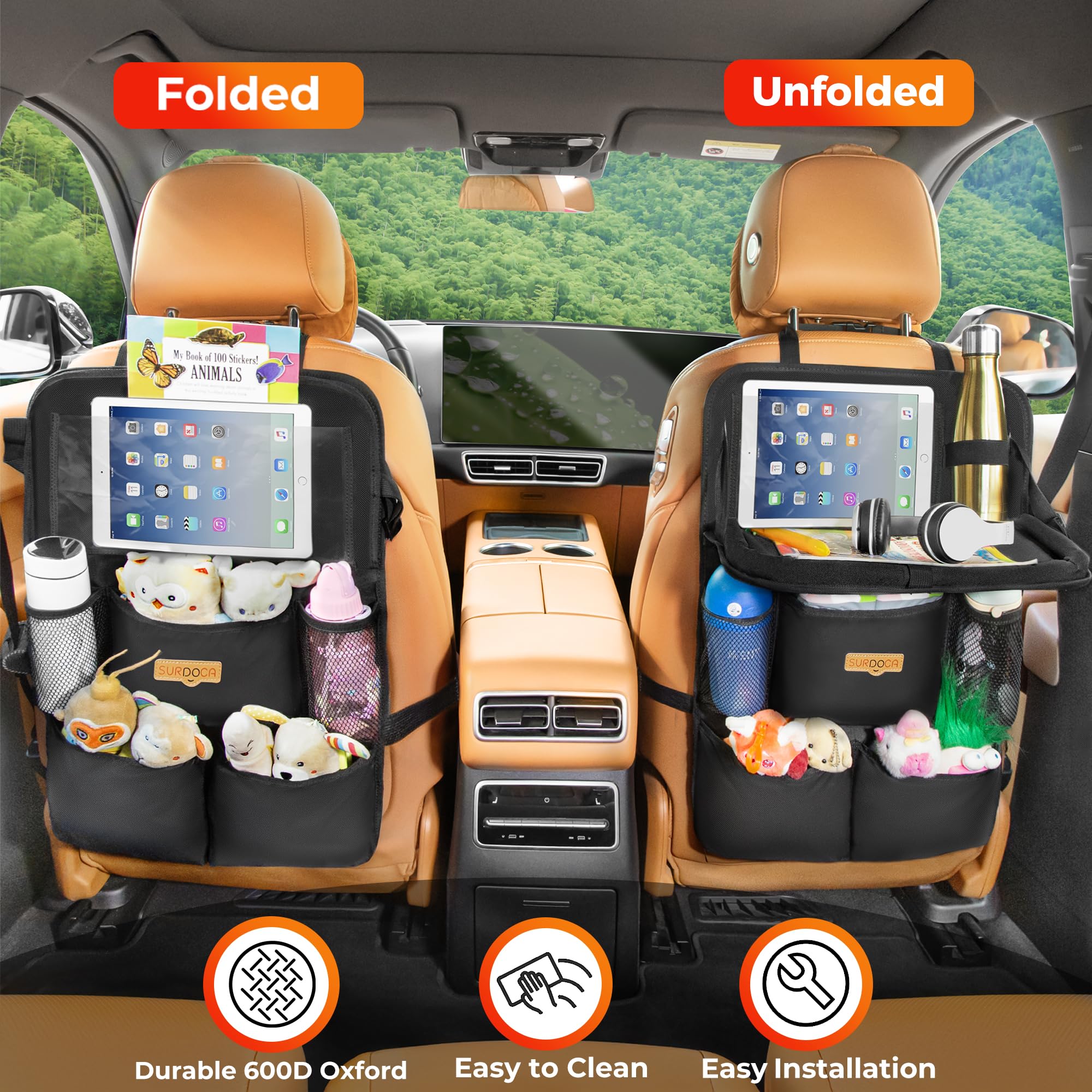SURDOCA mesh bottle holders keep drinks within easy reach during travel.