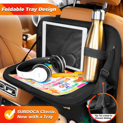 SURDOCA tablet pocket keeps devices accessible and touch-friendly for road trips.