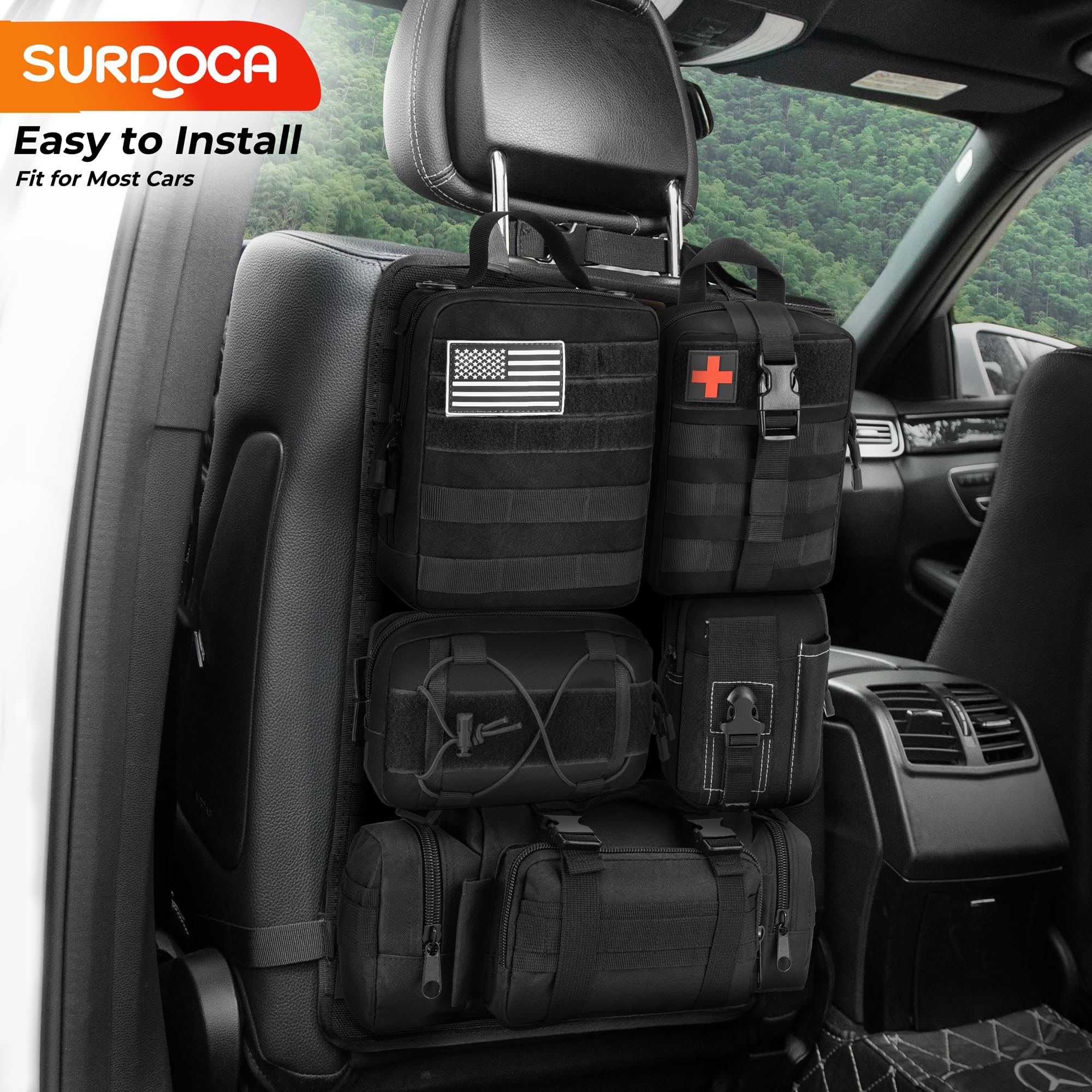 Patches include USA flag and red cross for customization