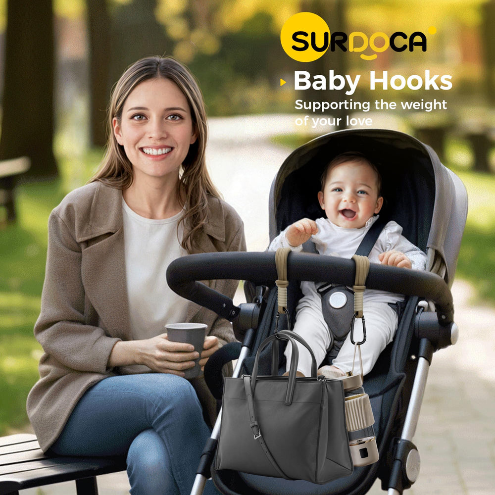SURDOCA stroller hooks non-slip rope keeps items secure during rides