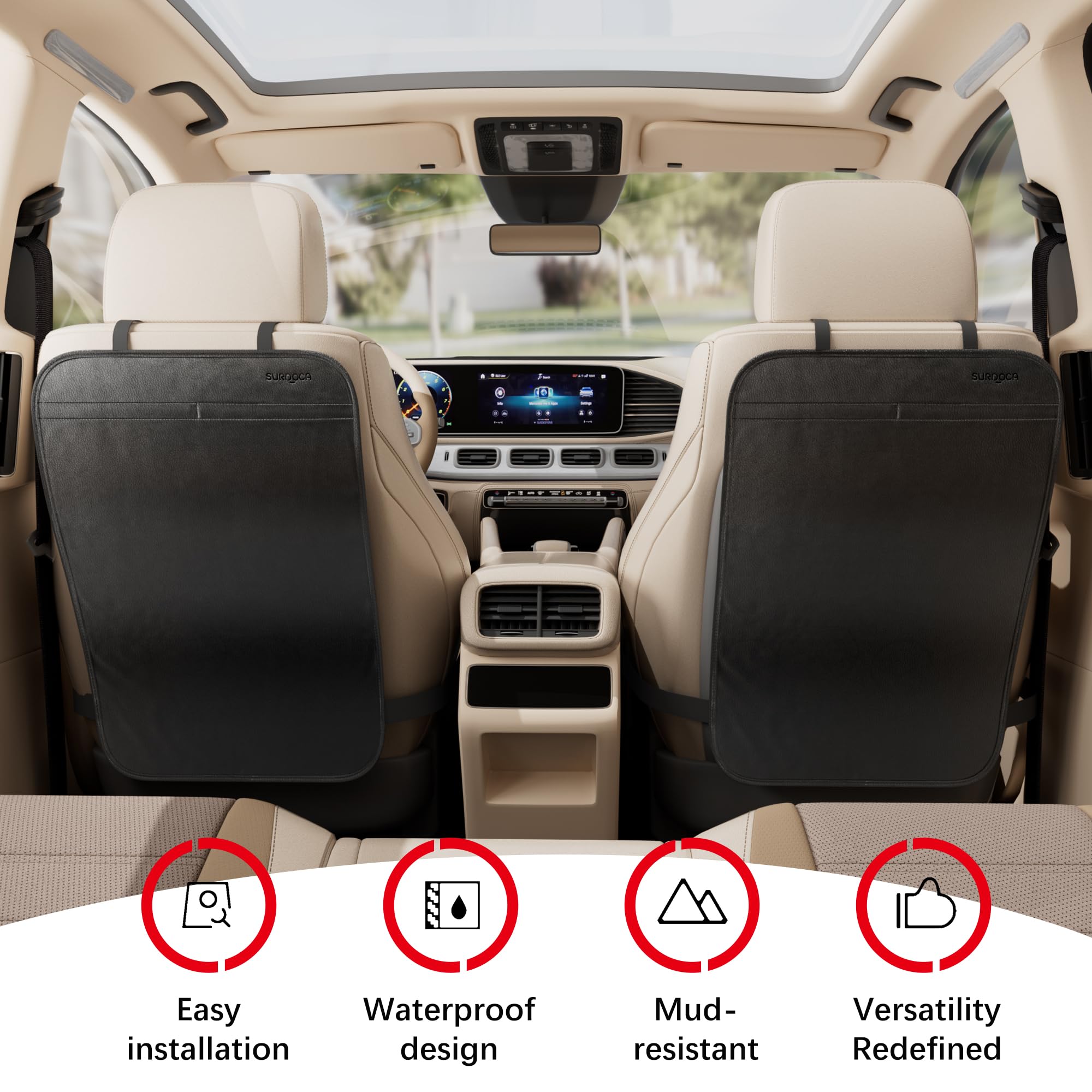 SURDOCA waterproof back seat protector ensures easy cleaning after messes and muddy adventures.